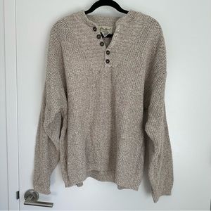 Eddie Bauer marled oatmeal henley sweater